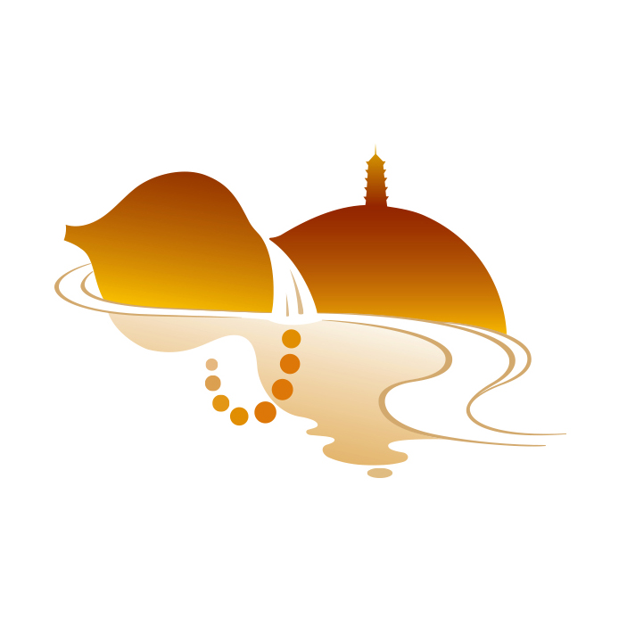 標志以濟公的酒葫蘆作為主體圖形，強化標志與眾不同的個性與識別性，強化濟公故里人文特色。
赤城山、梁妃塔，石梁瀑布有機的融入標志的上部分，佛珠、湖水融入葫蘆的下半部分，中間以云霧霞(仙)氣分割。
山水景致、古建，傳遞出天臺優美的自然景觀與人文歷史，佛珠與仙氣的元素突顯了天臺佛宗道源的文化與禪意。
標志寓意與韻味豐滿，同時也包羅了天臺的地域文化特征，優美而傳神。

梁妃塔在夕陽余輝的映襯下正熠熠生輝，一汪瀑布飛流而下，清澄的湖水洗凈俗世的靈魂，紫氣東來，佛珠虔誠。
